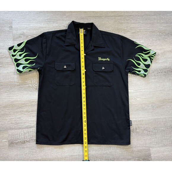 Y2K Dragonfly Button Down Shirt Size XL "RIDE HARD RIDE FREE" Skull Flames - Picture 5 of 10